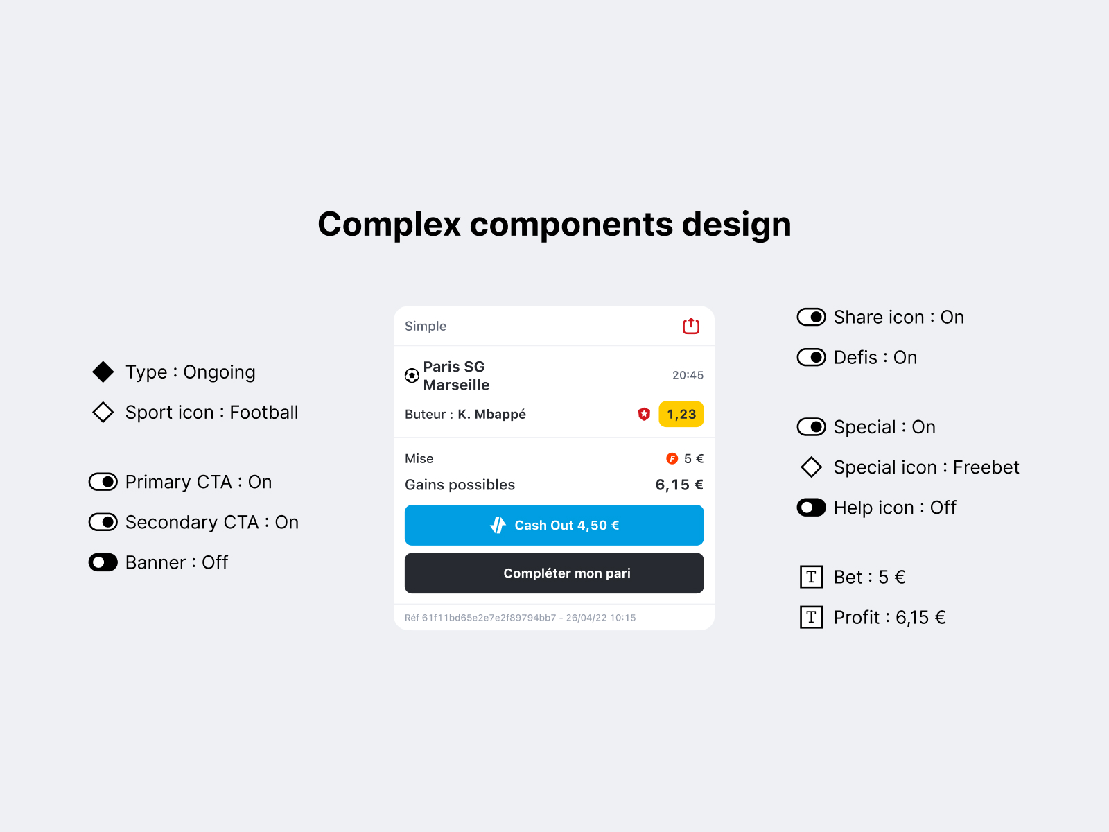 Betclic Design System - Interface mobile